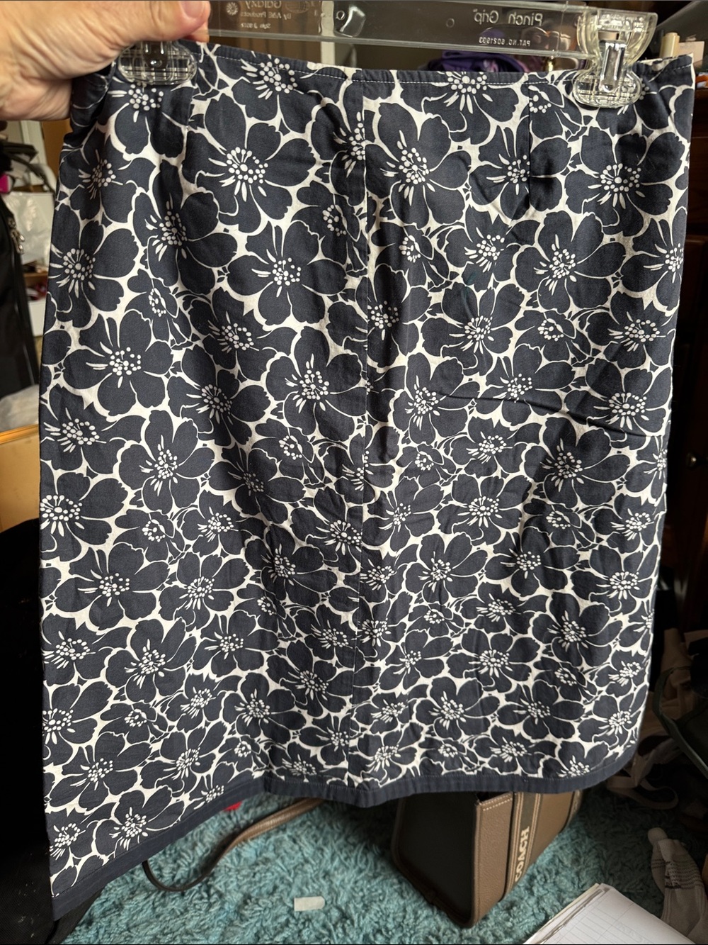 Boden Black and White Floral Pencil Skirt